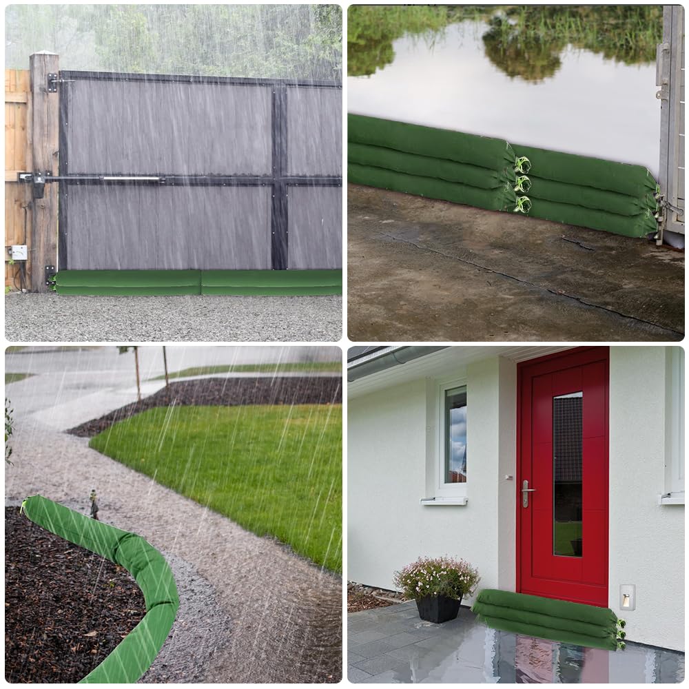 Lot de 3 barrières Anti-inondation activées par l'eau, 120 x 19cm Sac Anti Inondation Sable Inondation Réutilisable Toile réutilisables et absorbantes pour Garage et sous-Sol