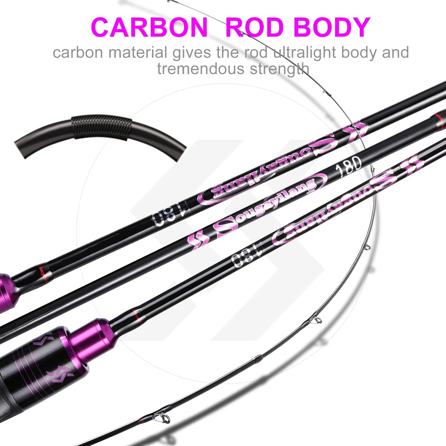 Sougayilang Fishing Rods Ultra-Sensitive Carbon Spinning Rods Blanks with Comfort EVA Grip Rod Handle 2 piecesTrout Rod