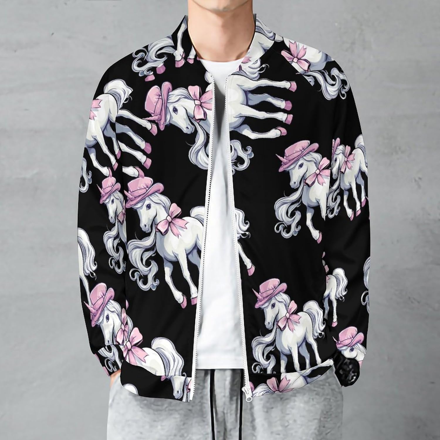 Funny Horse Men's Zip Up Sweatshirt Casual Sweater Jackets Long Sleeve Tops Lightweight Coat