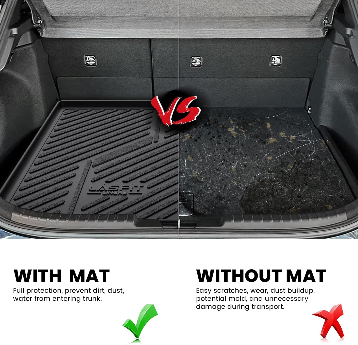 LASFIT Cargo Mat for Toyota Corolla Hatchback 2019-2026, Custom Fit All-Weather TPE Rubber Trunk Mat for Toyota Corolla Accessories, Waterproof, Easy to Clean, Black - Image 5