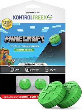 KontrolFreek Minecraft No-Slip Thumb Grips - Creeper Edition | Compatible with Nintendo Switch 2 | 2-Pack