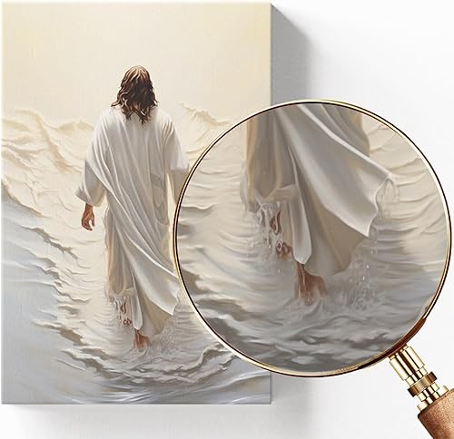 Vista 123 de Arte de pared de acuarela de Jesús, pintura en lienzo cristiano, imágenes de las Escrituras, decoración de pared, póster con versículos bíblicos
