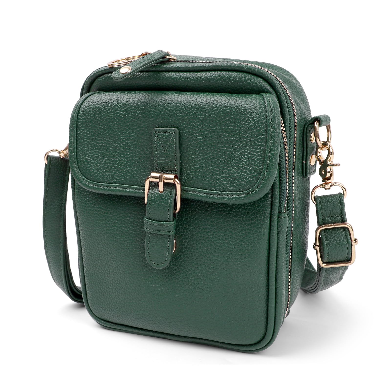 Bolso cruzado de cuero vintage para mujer, de gran capacidad, bolso cruzado para mujer (verde oscuro)