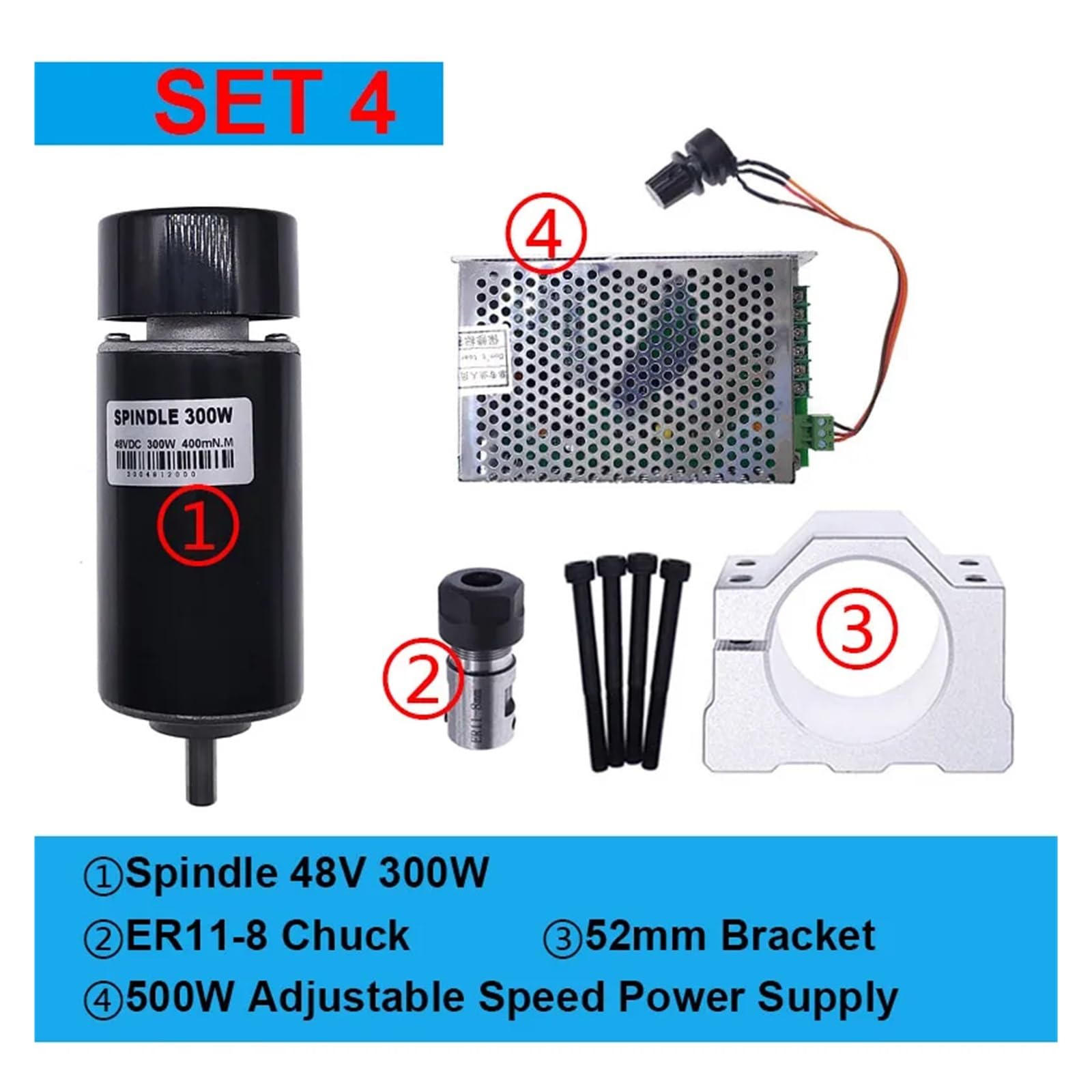 300W 48V DC spindle group 0~60VDC adjustable speed governor power supply 110VAC and 220VAC(48V 300W 4)