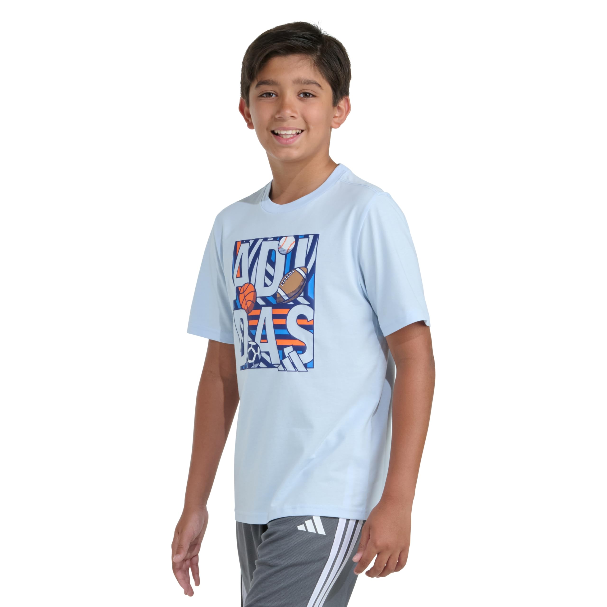 adidas Jungen Short Sleeve T-Shirt Large Sports Logo Tee Kurzarm-T-Shirt mit großem Sport-Logo