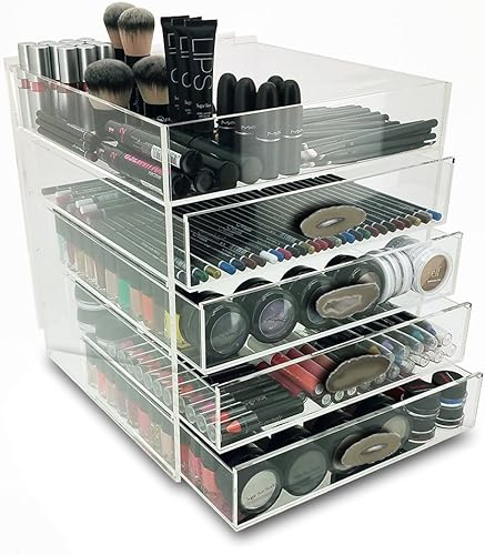 OnDisplay Ultimate Diva - Estación de organización de cosméticos, cubo de 12 pulgadas, ágata doradaplateada (naturalplateado)