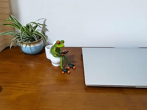 Miniatura 37 de VVGIFTS Figuras de rana decorativa divertida y bonita para manualidades, estatua de escultura de rana de resina para el hogar, oficina, escritorio