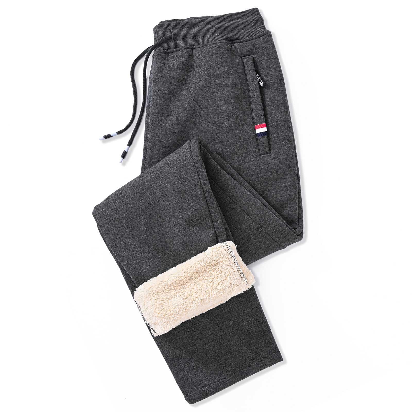 JustSun Pantaloni Tuta Uomo Termici Sportivi Invernali Cotone Tasche Zip | JustSun Termici Uomo Pantaloni Tuta Cotone Felpati Pile Caldi Invernali Sportivi Jogging Running Tasche Zip Elastico In Vita