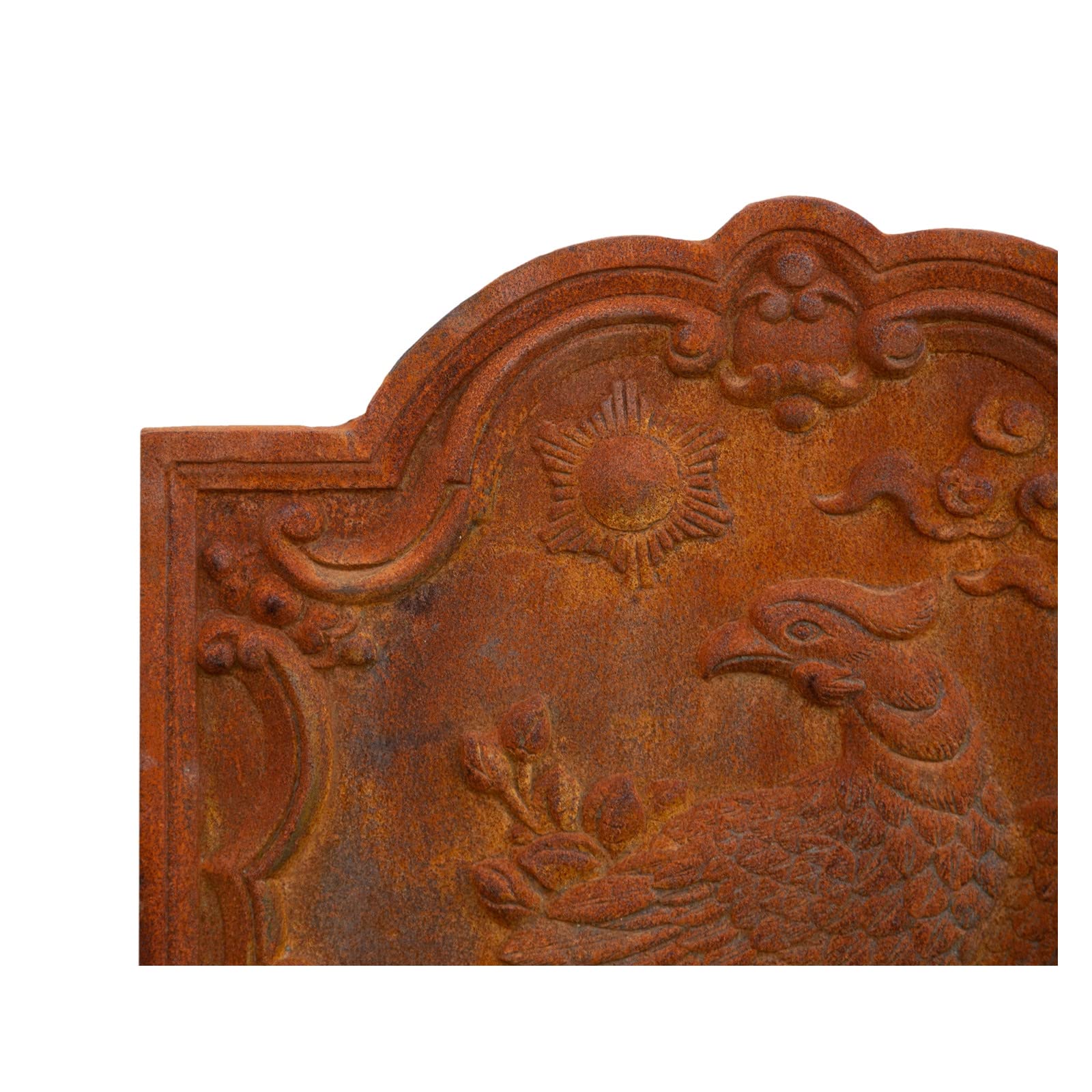Biscottini Frontone con stemma 47x2,5x46 cm | Piastra per camino funzionale e decorativa | Frontone camino in ghisa