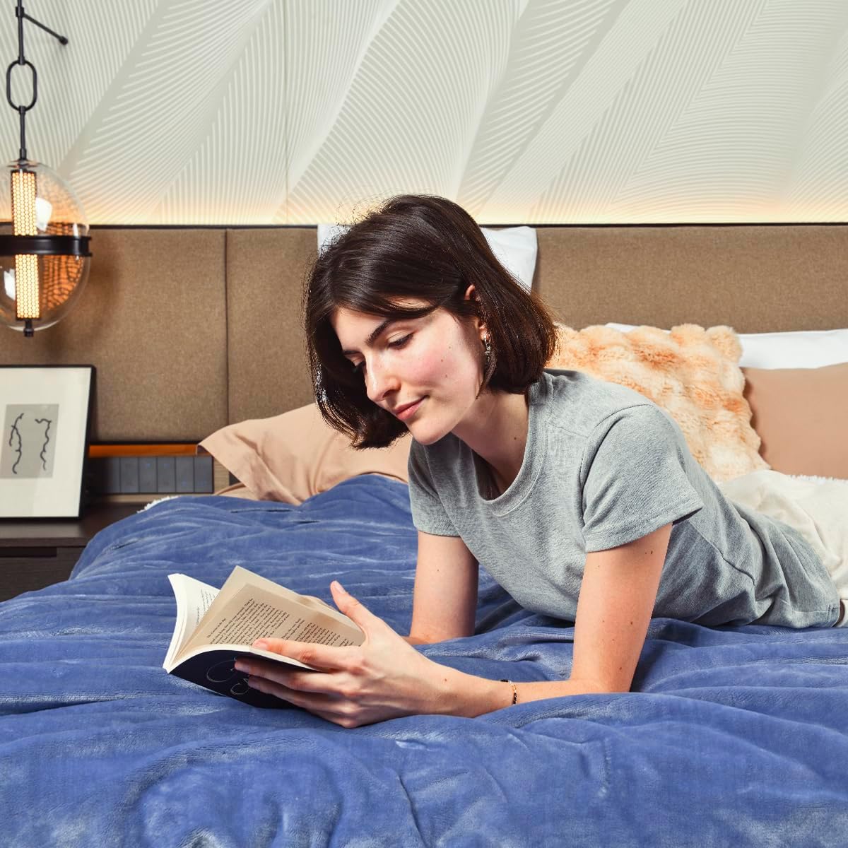 KAWAHOME Sherpa Fleece King Size Blanket for Bed - Extra Warm and Heavy Thick Blankets for Winter, Super Soft 500GSM Plush Blanket, 108" X 90" Washed Blue