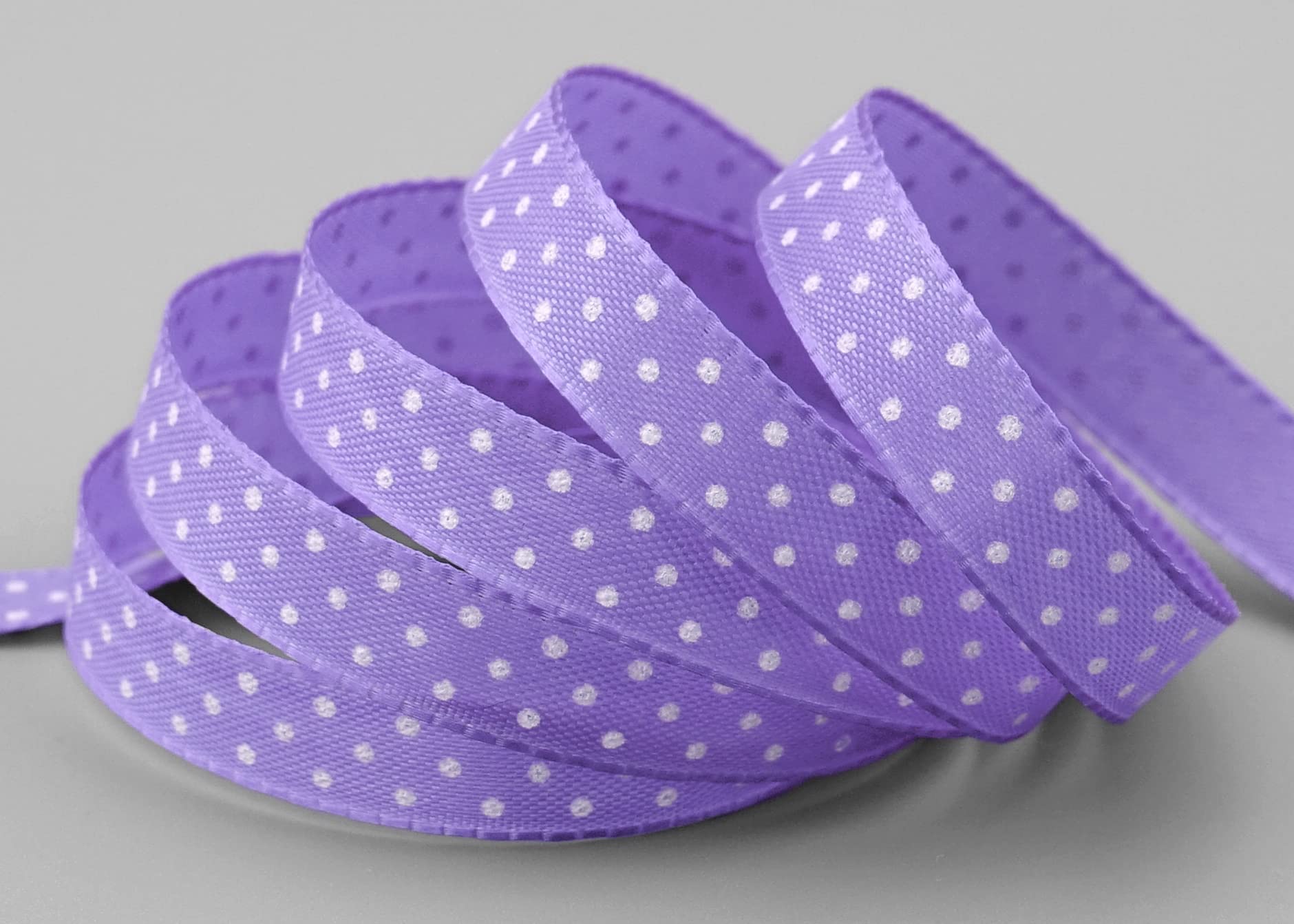 25 m x 10 mm Taffeta Ribbon, One-Sided Printed with Dots, Lilac, Lavender, Decorative Ribbon, Gift Ribbon, Easter, Spring - Image 3