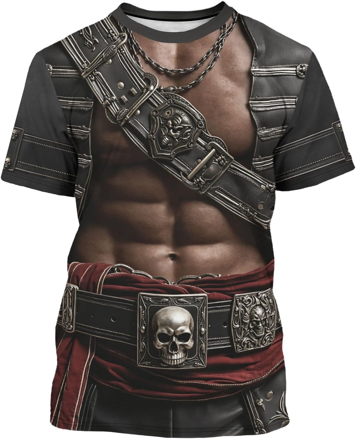 THE PIRATE KING Anime Pirate Captain Tee Tuxedo T-Shirt Funny Cosplay Costume Tee Crewneck Short Sleeve Casual Top Unisex