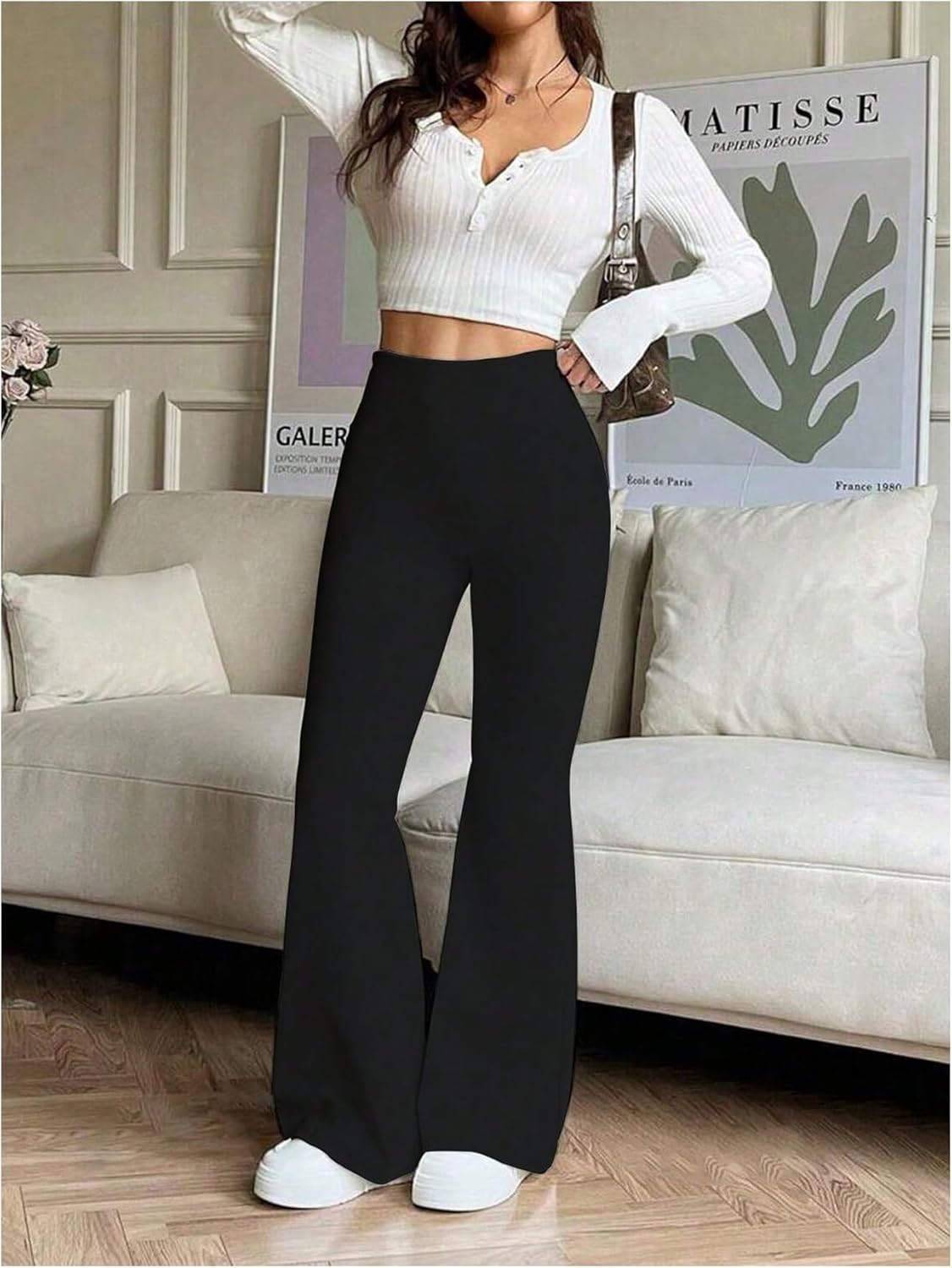 SHENHE Women's High Waisted Stretch Yoga Pants Solid Color Flared Sports Running Workout Bottoms - Image 5