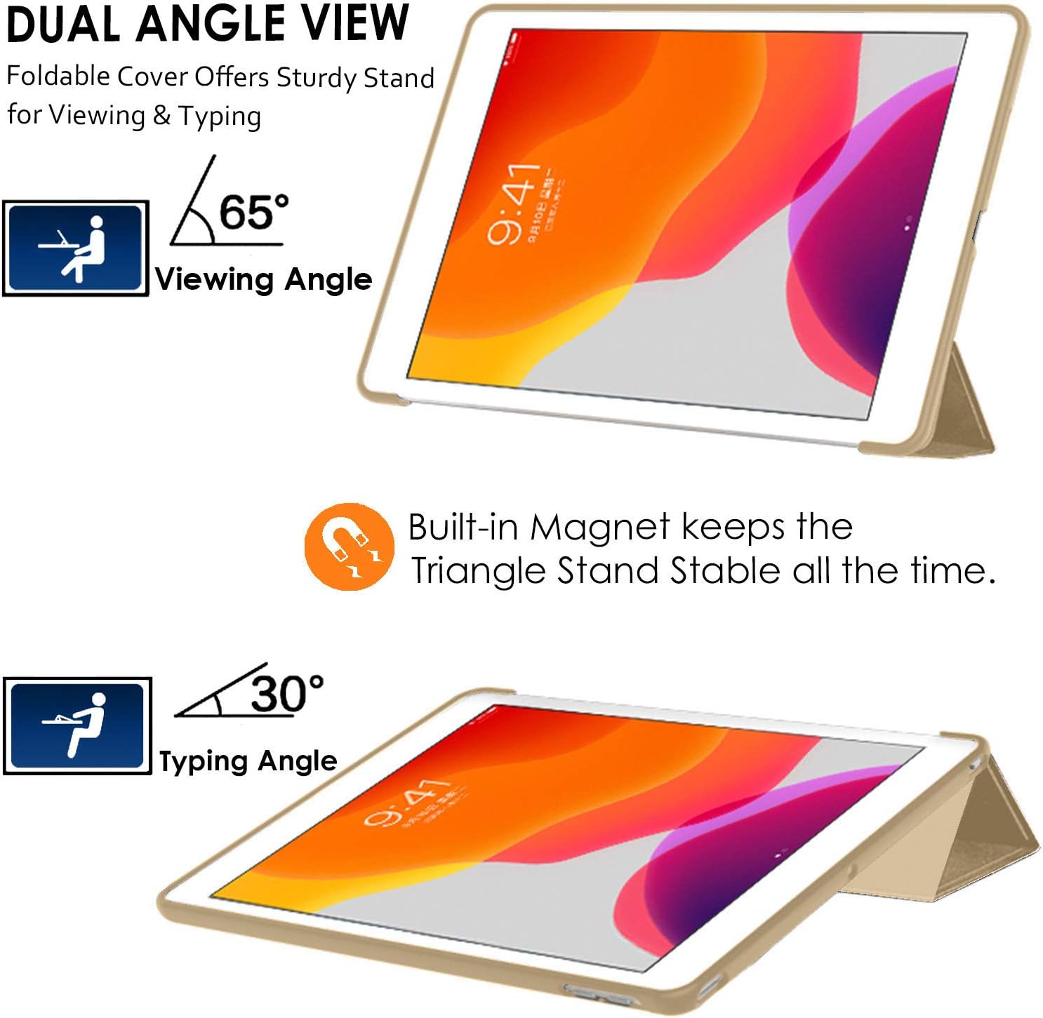 DuraSafe Cases for iPad 10.5 Inch Air 3rd Gen [ PRO 10.5 Air 3 ] 2017/2019 A1701 A2152 A2123 MUUL2LL/A MUUK2LL/A MUUJ2LL/A MQDX2LL/A MQDT2LL/A TPU Back Cover with Auto Sleep/Wake Feature - Gold