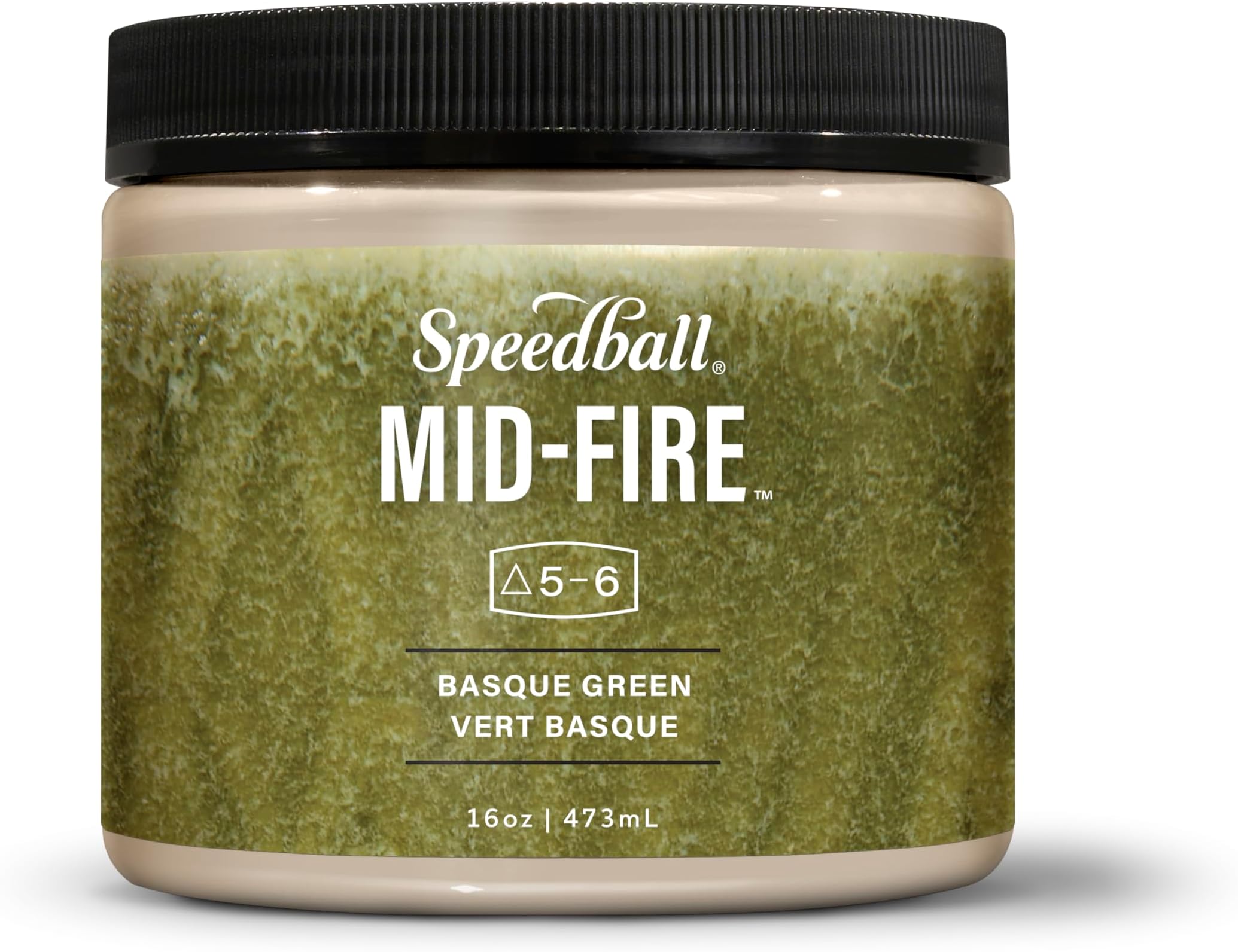Speedball Mid-Fire Glaze, Basque Green, 16 Ounce Jar for Pottery and Ceramics