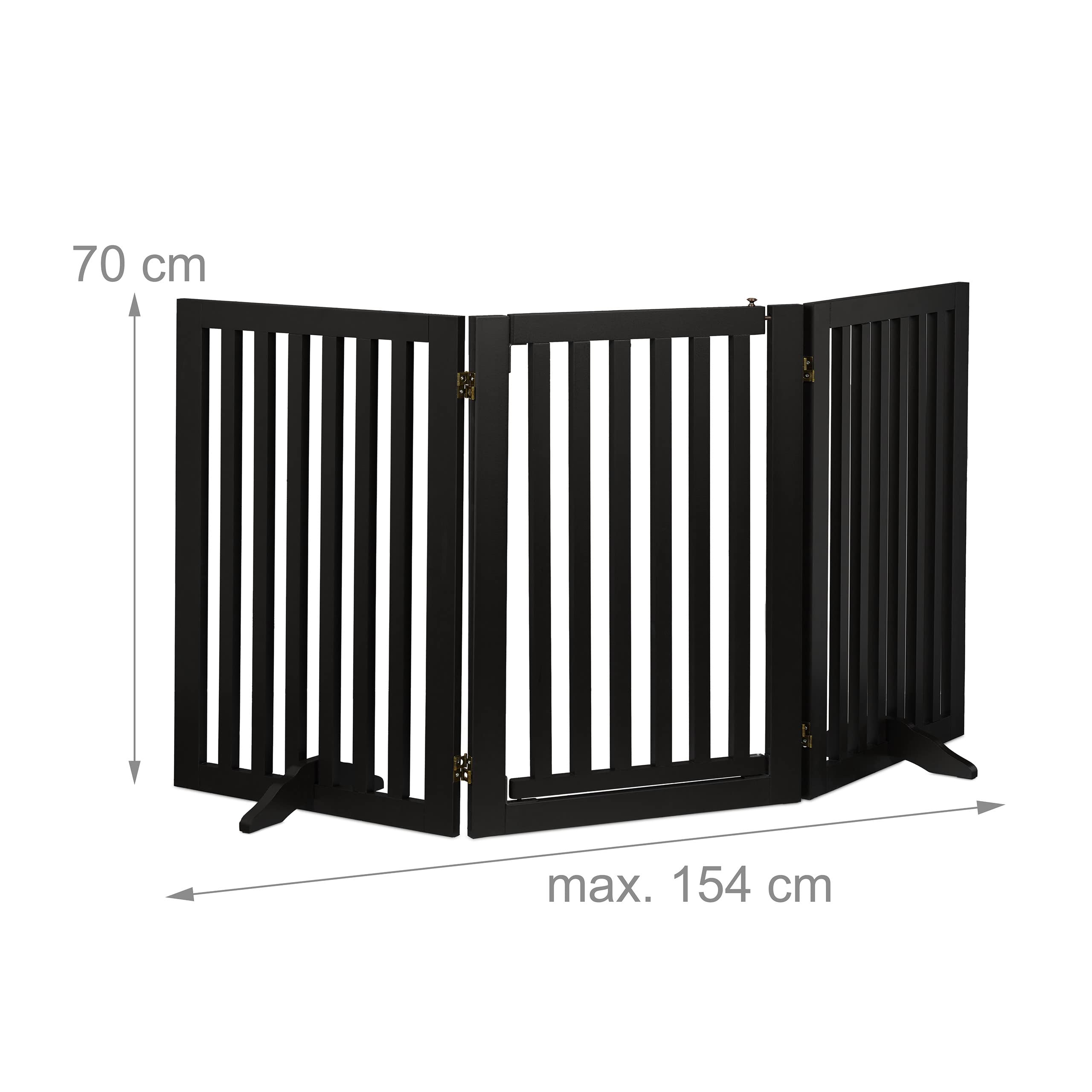 Relaxdays Barrera Seguridad Perros, Animales, Valla Protección Mascotas, Puerta, 70x154cm, Plegable, 3 Paneles, Negra