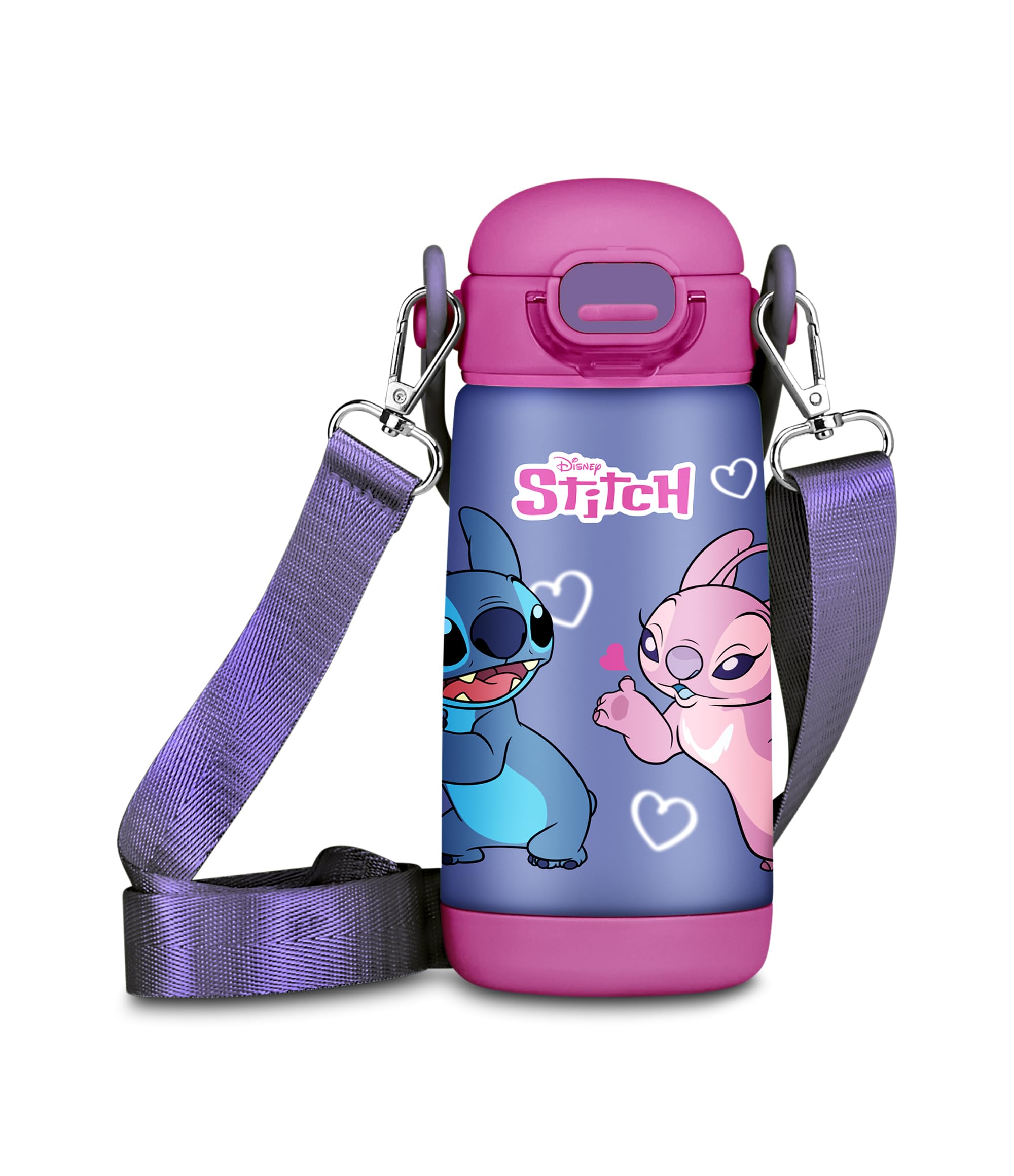 Botella Stitch hermética que evita fugas de agua en la mochila escolar de niñas