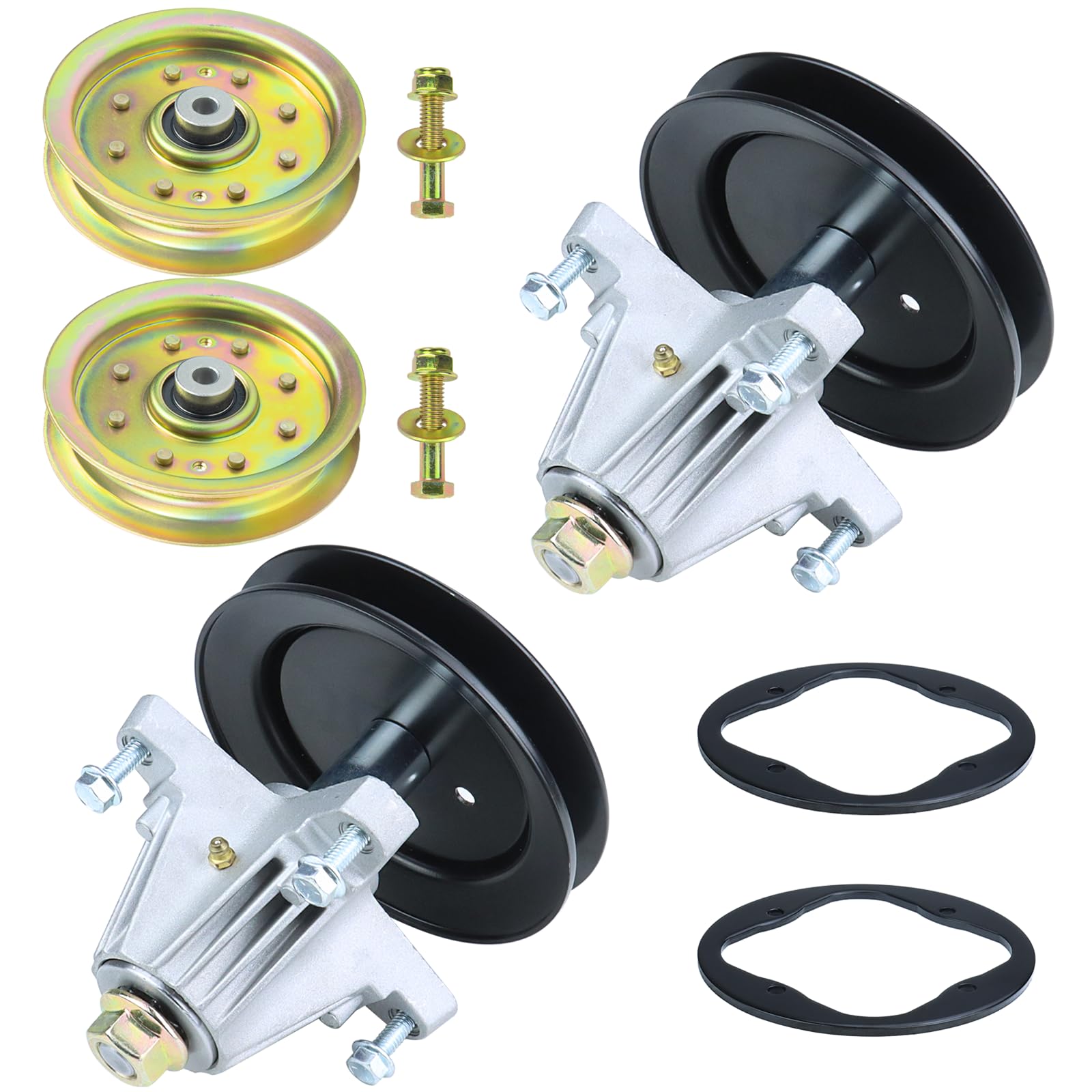POSFLAG 2 Pack 918-04822B Spindle Assembly Kit with 756-04129 Idler Pulley with Spindle Reinforcement Ring Replaces 918-04822A 918 04822B 918 04822A