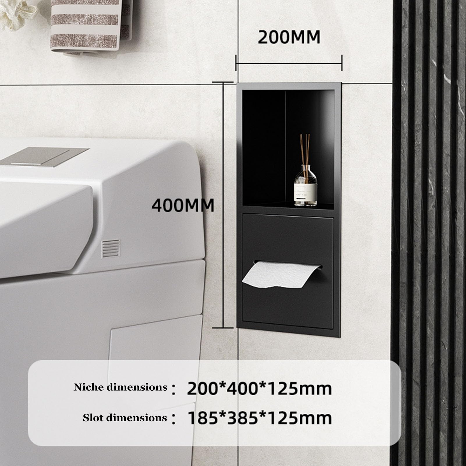 Armadietto da bagno in acciaio inox con mensola, impermeabile, portaoggetti da doccia integrato per articoli da toeletta, carta igienica, organizer per spazi bagno