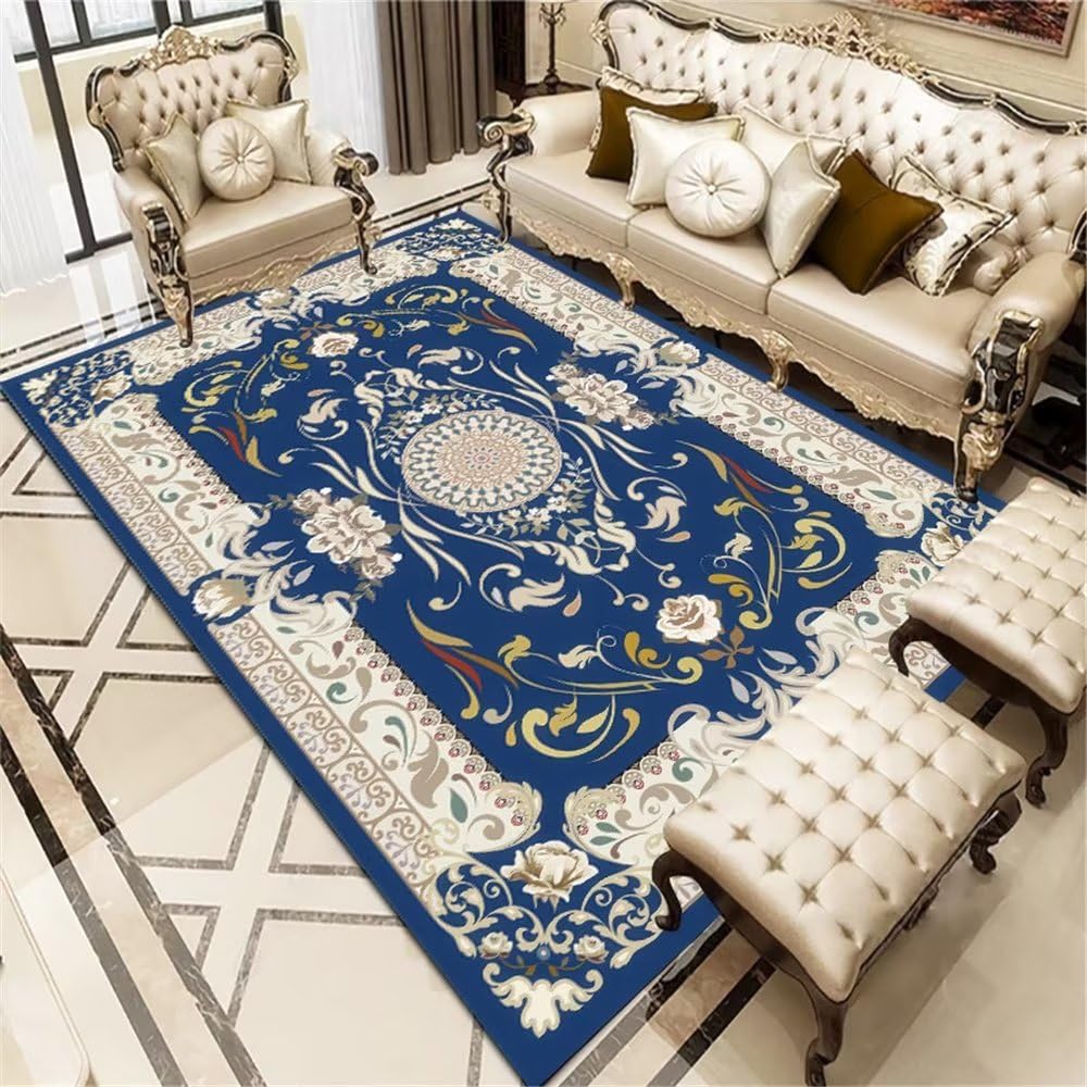 Moquette exterieur bleu foncé floral et tapis de chambre 80x120