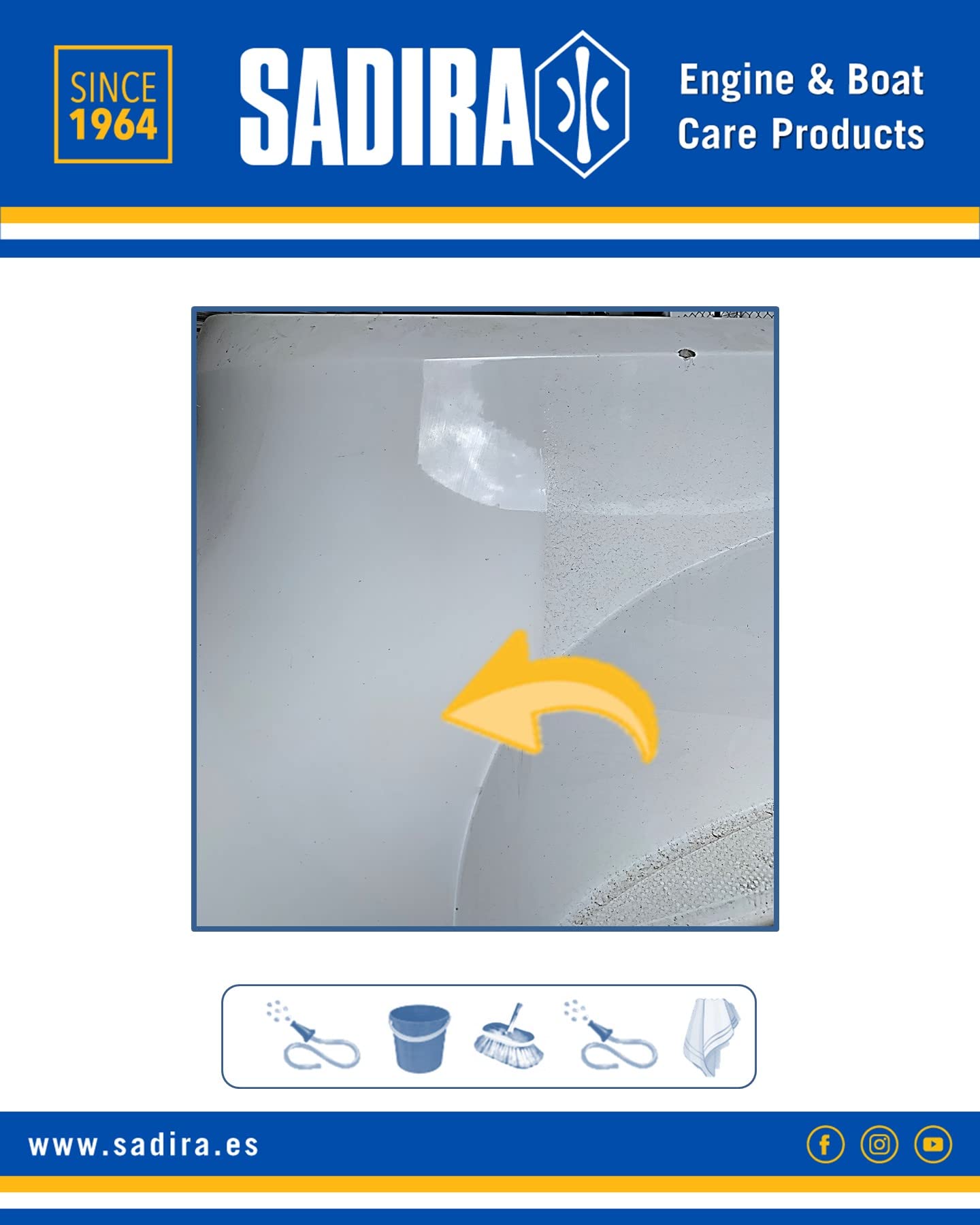SADIRA Jabón concentrado para embarcaciones 2x1 L. Limpieza impecable y protección duradera contra marcas de cal en cristales y fibra. Accesorio de mantenimiento de barcos de recreo