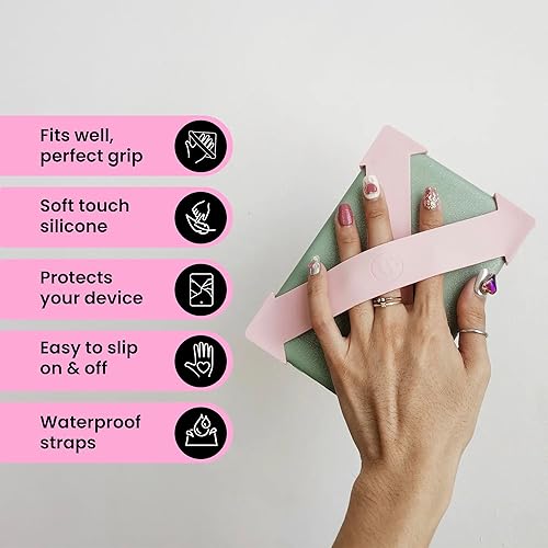 Miniatura 4 de Strapsicle Correa de Mano de Silicona – Kindle & Paperwhite (6”) Gen 7–10, Kobos de 6” – Mediana – Pack de 2 – Rosado – Cómoda Alternativa a la Rosa