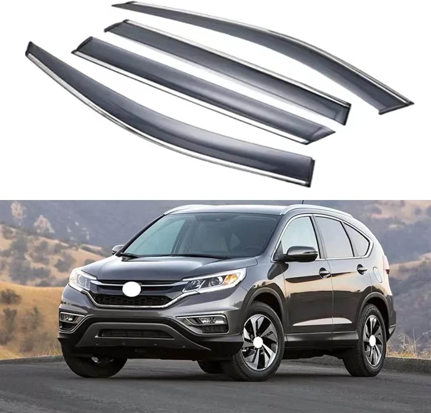 Liufangfc Normal Wind Deflectors For Cr-V Crv 2012-2016 – 4Pc Tape-On Smoked Visors, Weatherproof, Anti-Salt/Snow, Low-Noise