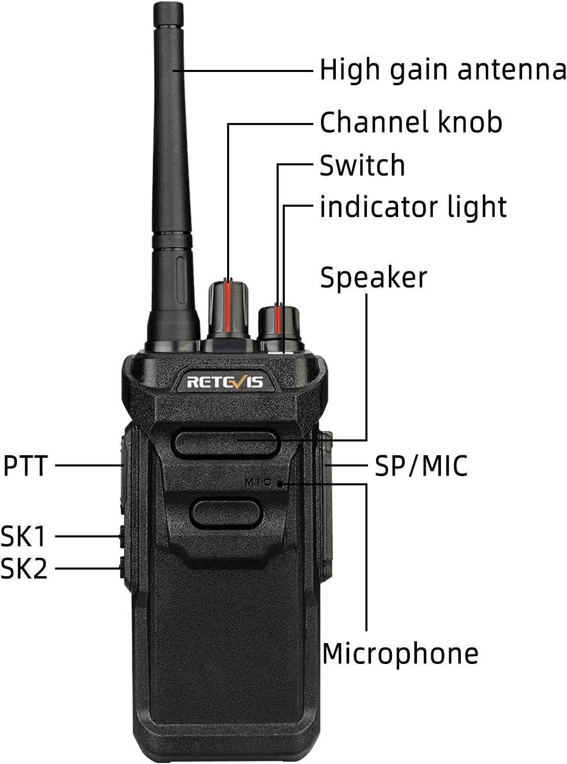 Retevis RT48 Waterproof Walkie Talkie with Earpiece,Long Range 2 Way Radio with 6 Way Multi Unit Charger,Rugged Two Way Radio for Construction(6 Pack)