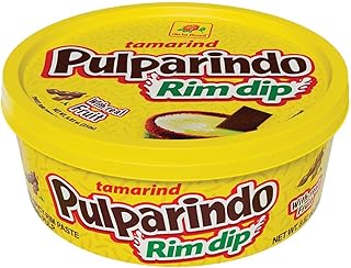 De La Rosa Pulparindo Rim Dip Paste With Real Fruit, Great for fruit, candy, cocktails, micheladas, and more! 8 Oz (8 Oz, ORIGINAL)