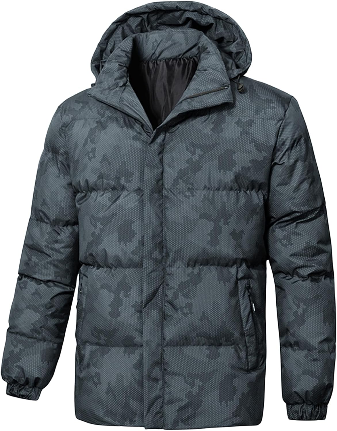 evzosrz Mens Puffer Jackets Plus Size Quilted Thick Warm Fuzzy Fleece Lined Winter Down Coat Hoodie Zip Wind Water Repellent