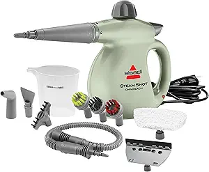BISSELL® Steam Shot™ OmniReach handheld portable steam cleaner for tile, grout, windows, bathrooms, kitchens, fabric steaming tool, includes 10 tools