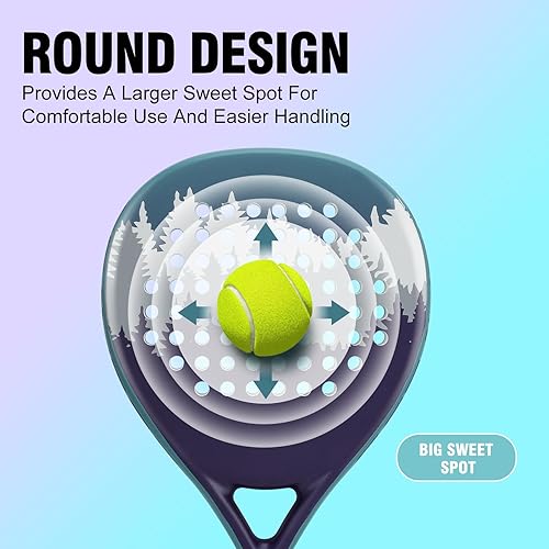 Miniatura 5 de Raqueta de pádel de carbono y fibra de vidrio y núcleo de espuma viscoelástica EVA para niños, jóvenes, adultos