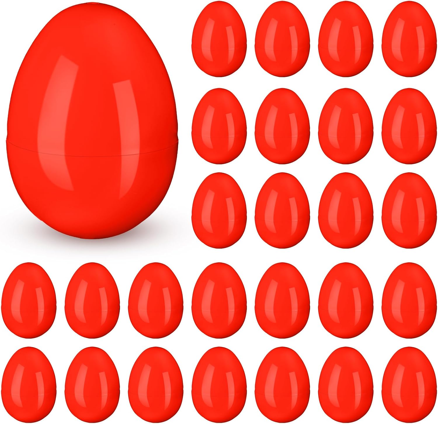Silipull 36 Pack 3.1 Inch Jumbo Empty Plastic Eggs, Fillable Eggs for Egg Hunts, Candy Basket Stuffers, Party Favors, DIY Crafts(Red)