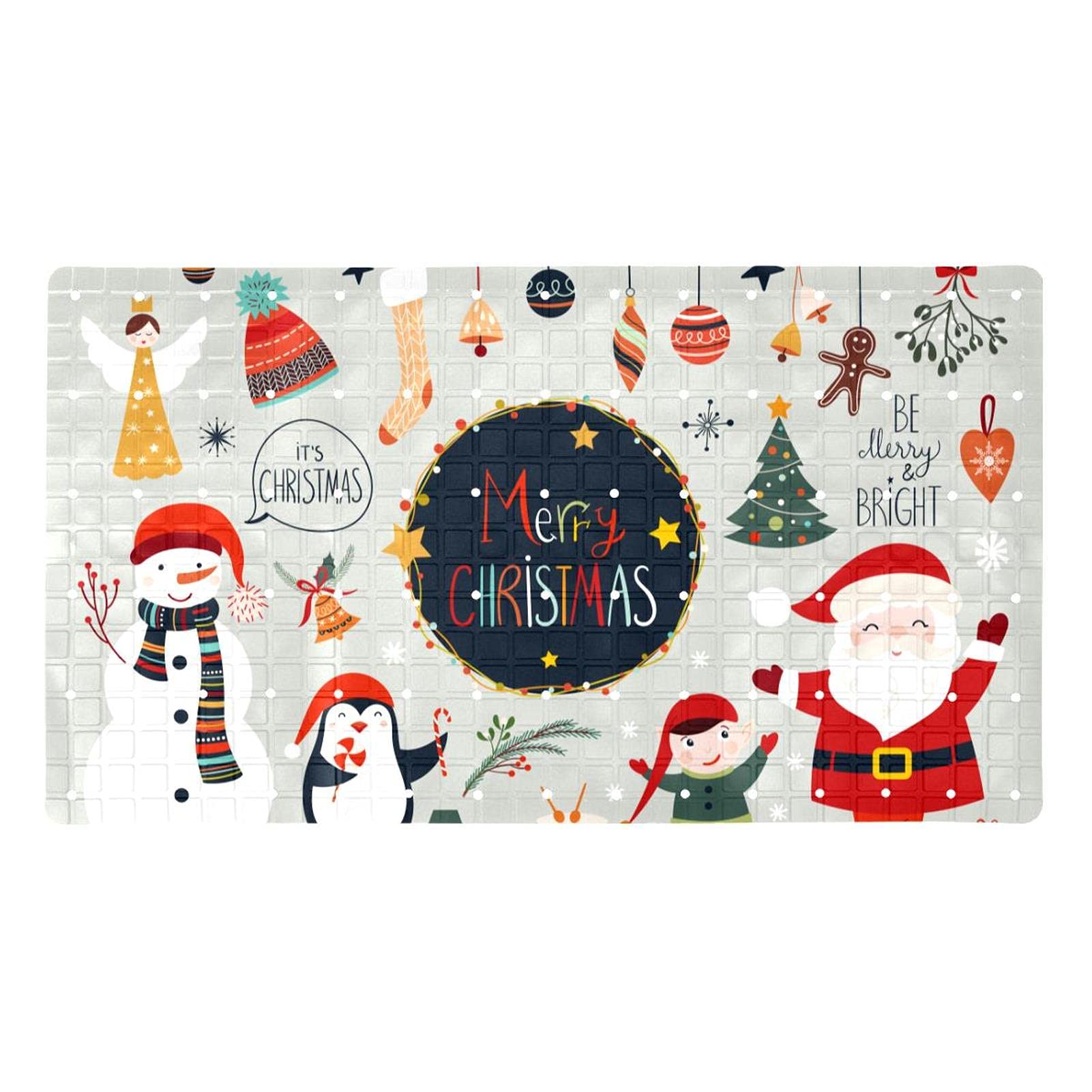 Tapis de bain Merry Christmas antidérapant 71x40 cm pour une douche sécurisée