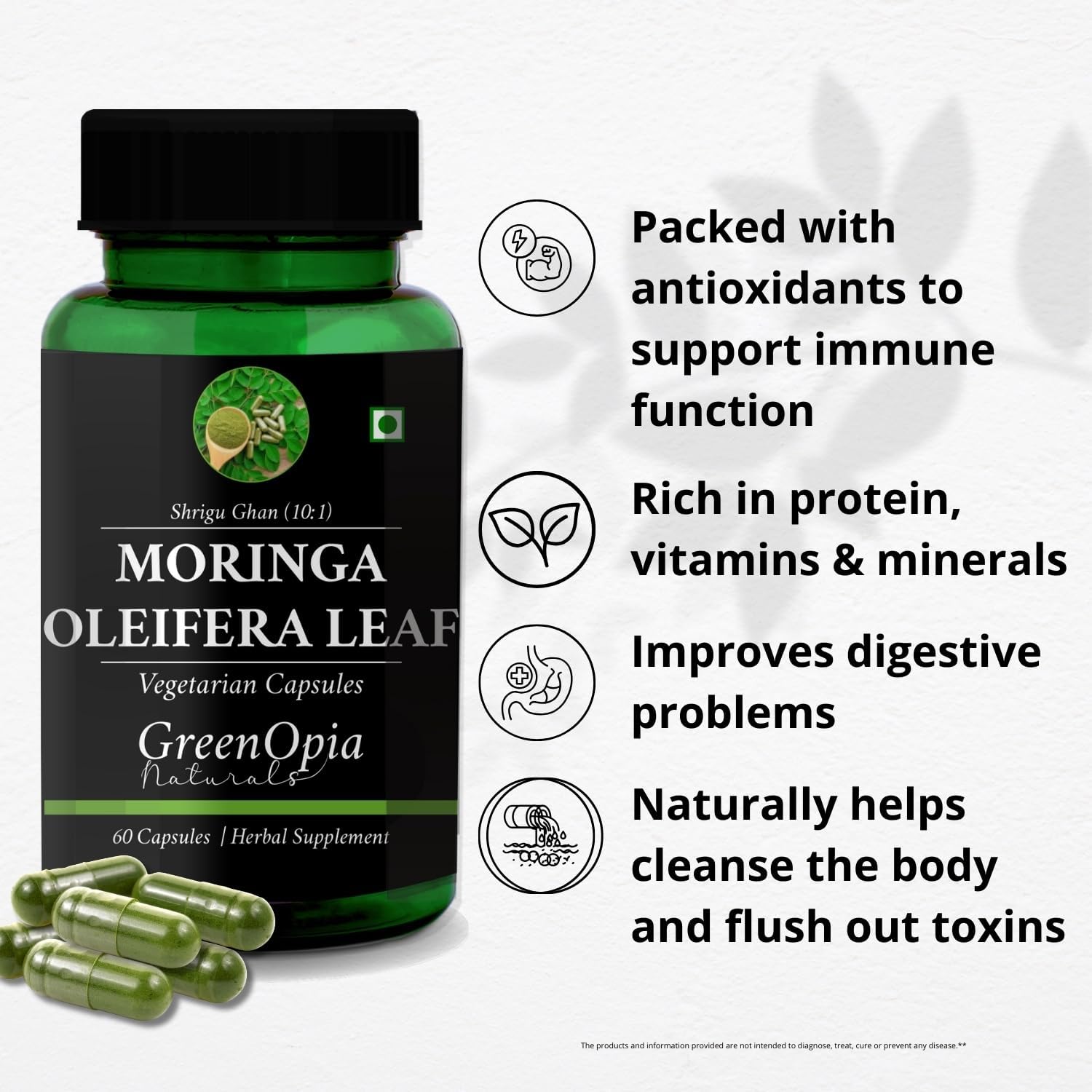 Moringa Oleifera | 500mg | 60 Veg Capsules | For Men & Women — Amazon image 2