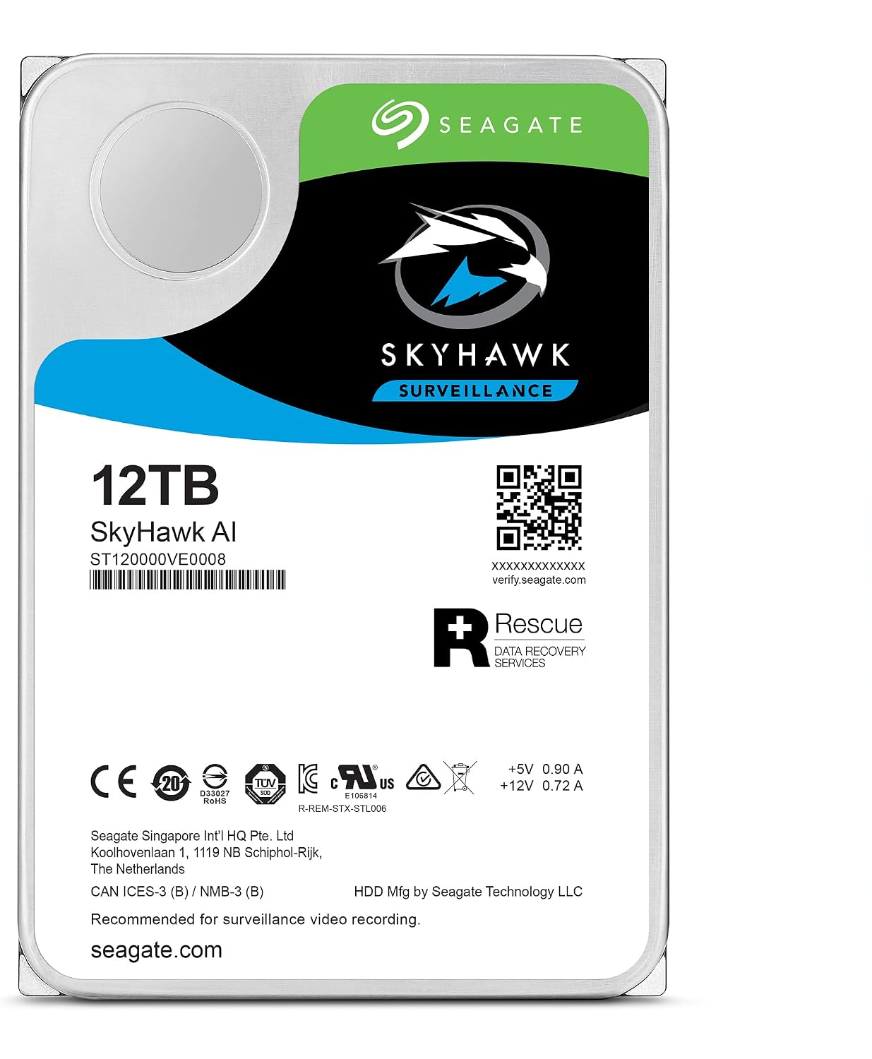 Seagate Skyhawk AI 12TB Video Internal Hard Drive HDD – 3.5 Inch SATA 6Gb/s 256MB Cache for DVR NVR Security Camera System with in-House Rescue Services – Frustration Free Packaging (ST12000VE003) - 8