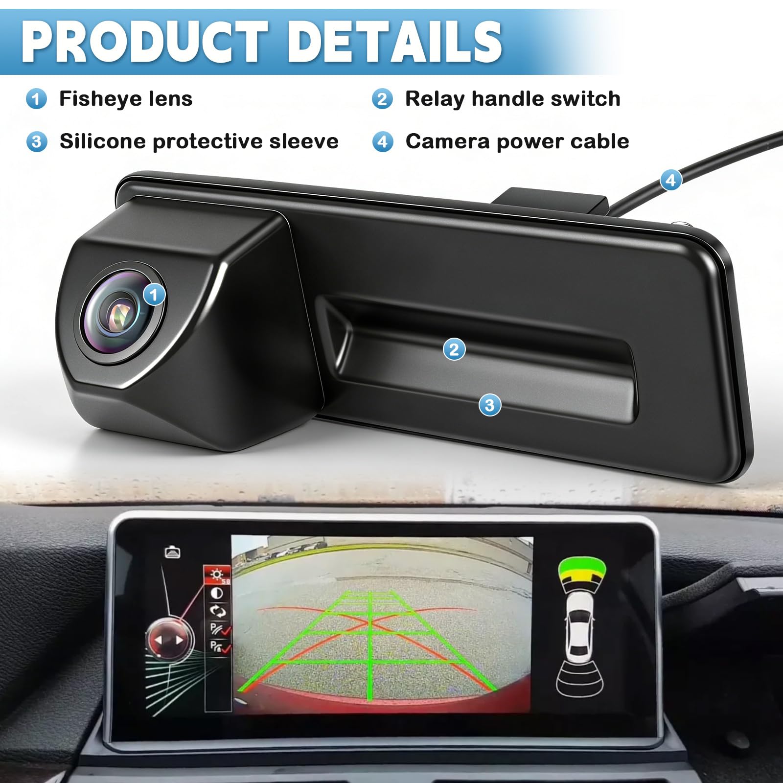 HD 1080P Caméra de Recul de Voiture Remplacement pour Skoda Fabia Audi A1 A3 2012-2015 Yeti Superb Roomster 2010-2016, Grand Angle de 170 Degrés, Vision Nocturne de Voiture