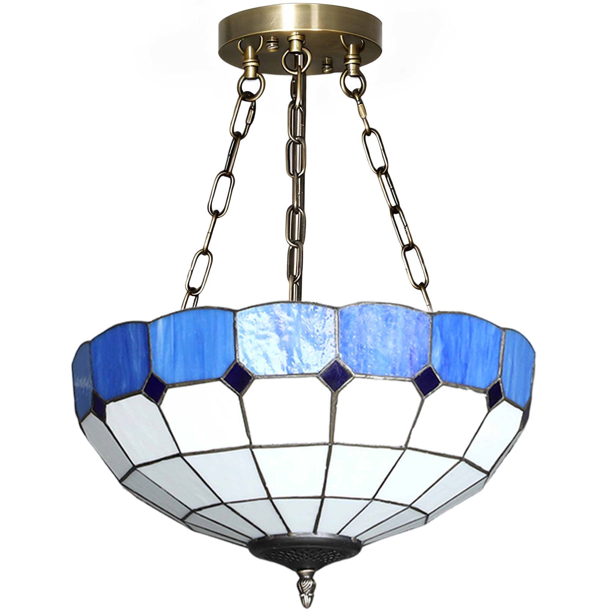 Homcom Blue Tiffany Style Stained Glass Ceiling Light