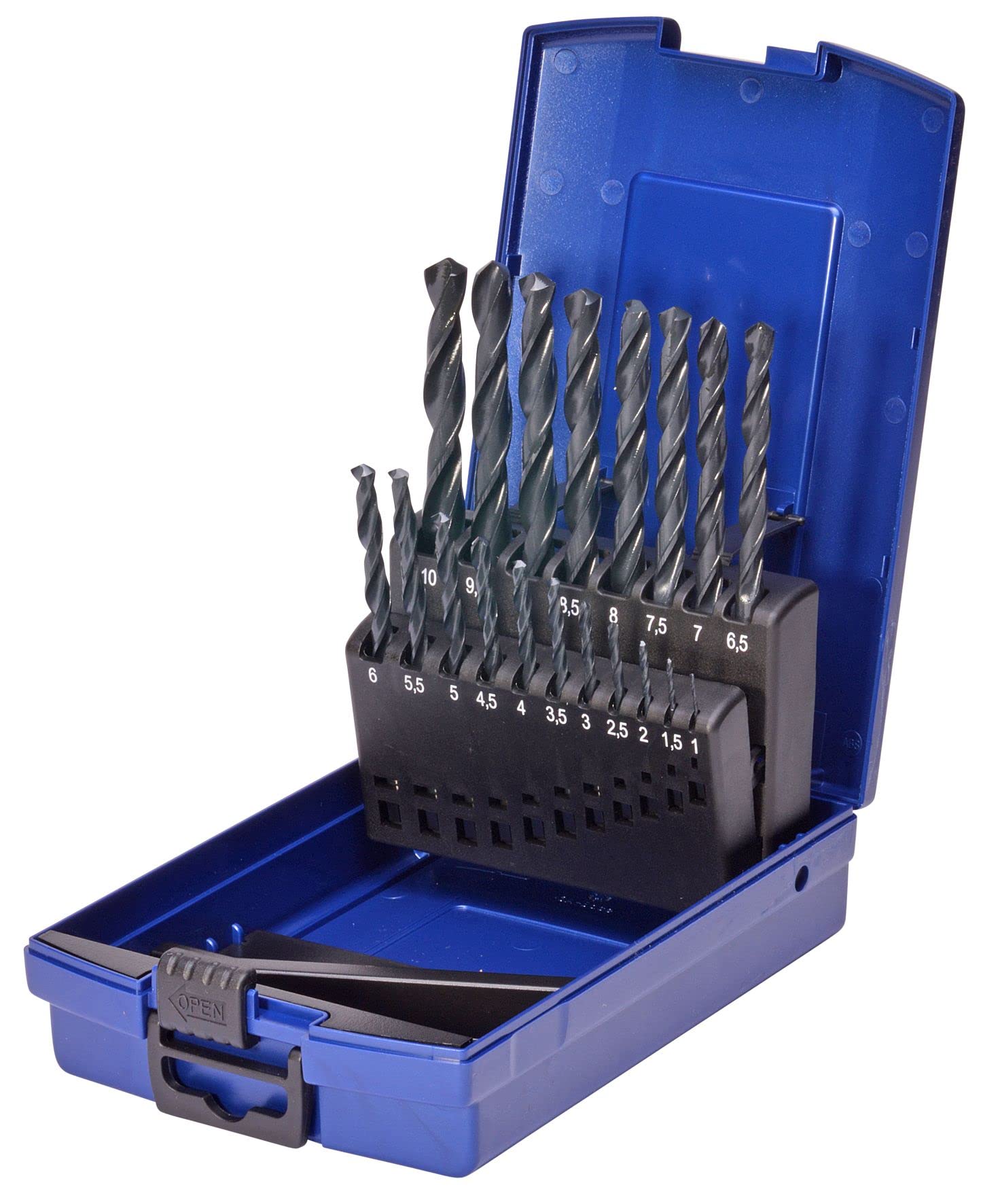 SW Stahl 81419L Juego de Brocas Helicoidales HSS-R, 1-10 mm, 19 Piezas | Brocas de acero rápido laminadas por rodillo con punta de 118 grados para perforar metal, plástico y madera dura