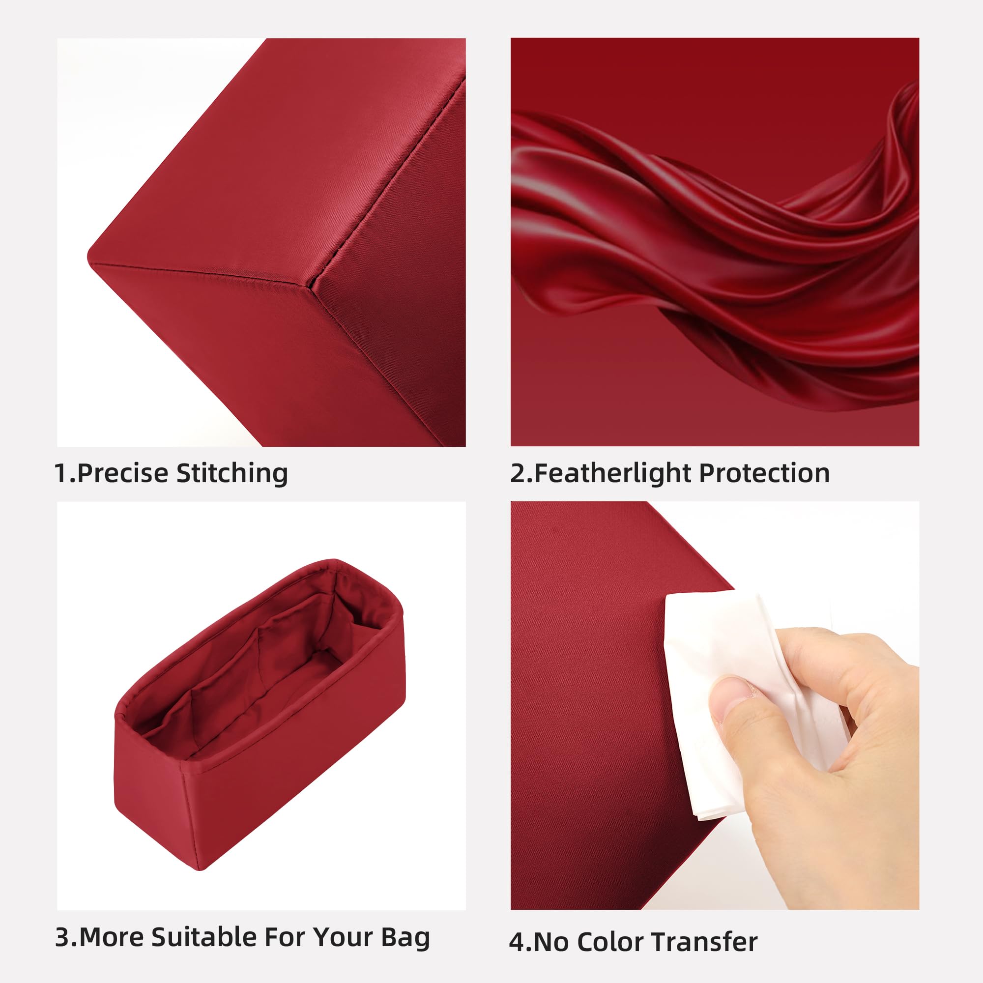 DGAZ Satin Handtaschen Organizer für Graceful PM, Tascheneinsatz, Weinrot