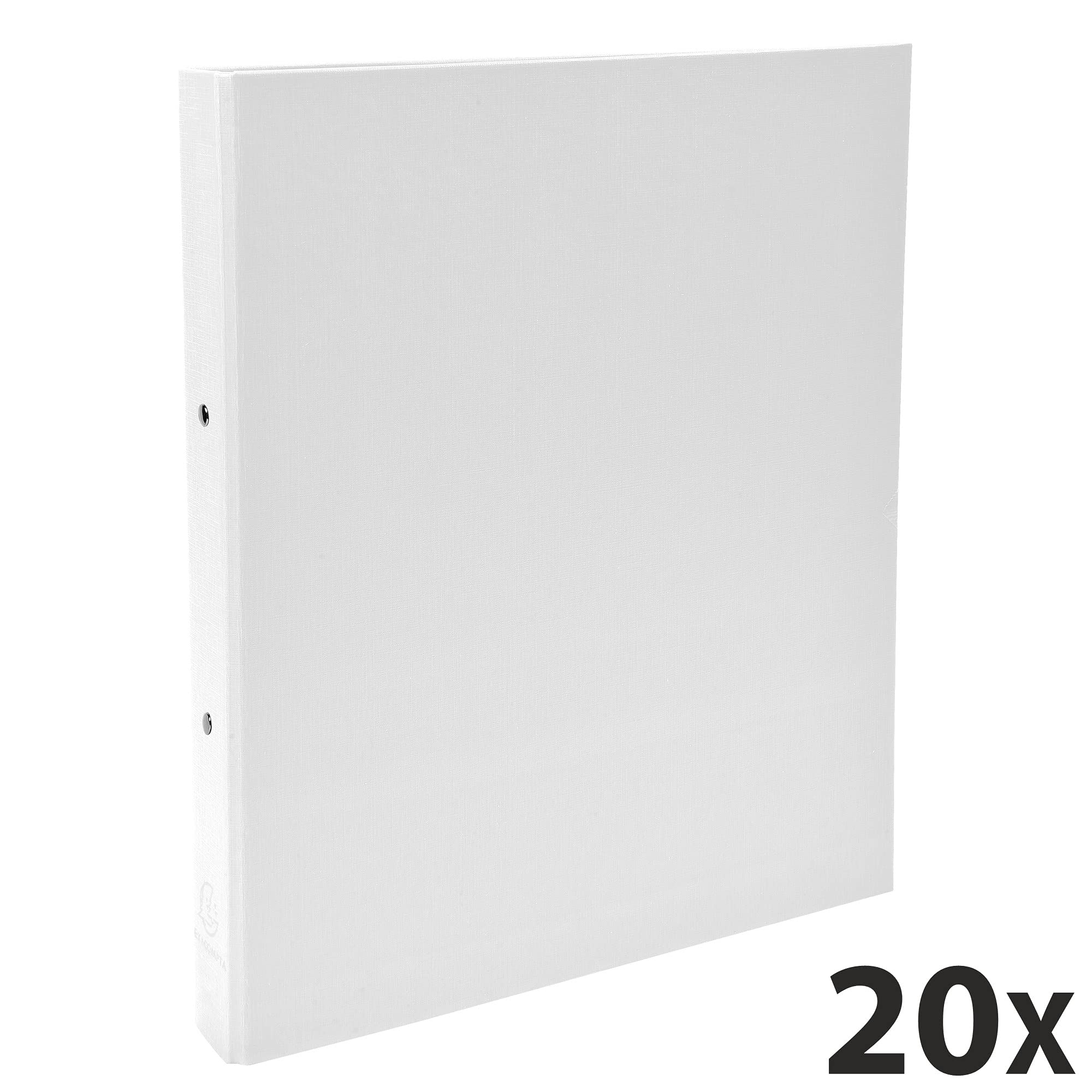 Exacompta 54378E 20er Pack Ringbücher 2 Ringe Füllhöhe 30mm, Rücken 40mm, für DIN A4 Kunststoffbezug aussen Papierbezug innen, weiß