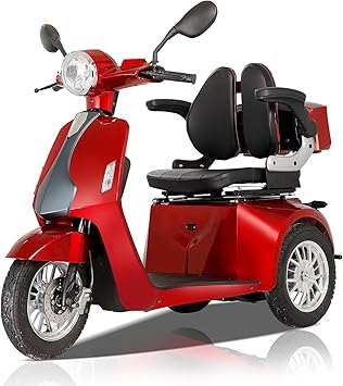 Heavy Duty 3 Wheel Scooter for Seniors, Heavy Duty Mobility Scooter 500lbs Capacity,800W Powered Mobility Scooters Handicap Mobility Scooter for Travel with Full Set Lights Red