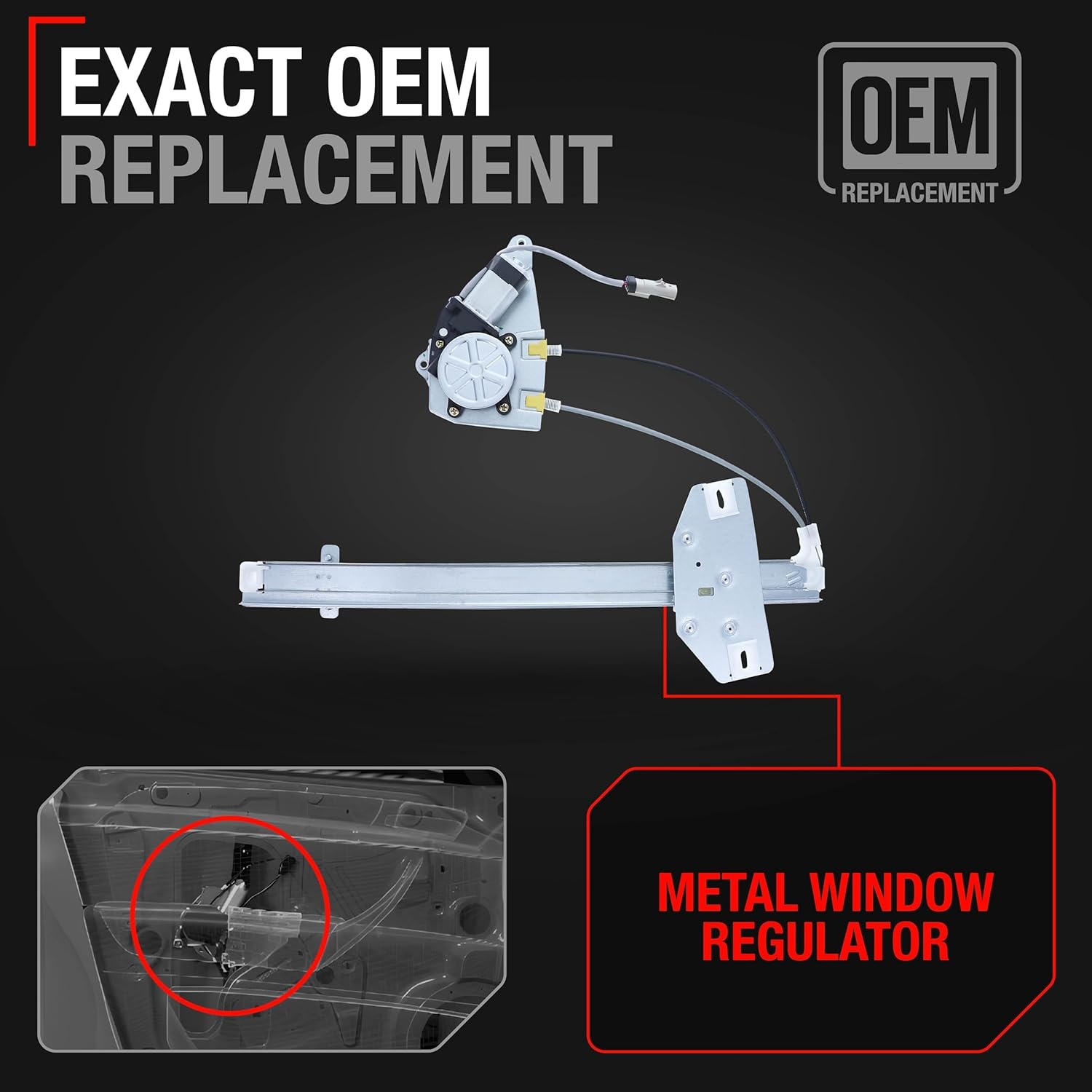 Power Window Regulator w/Motor Assembly, Front Driver Side - Compatible with 2002-2007 Jeep Liberty - OEM 55360031AB, 741-526