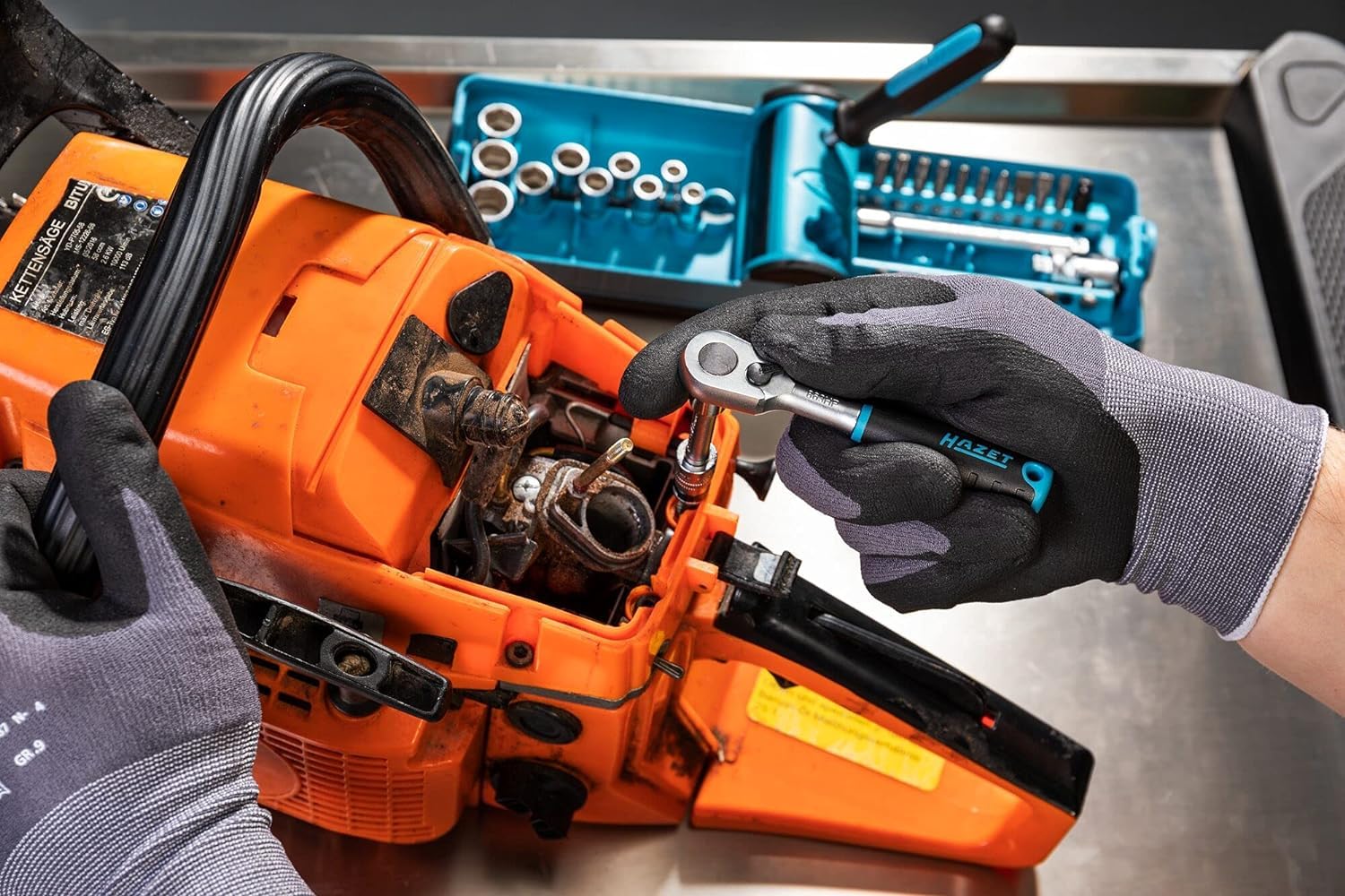 HAZET SmartCase Jeu de douilles et d'embouts 856-1HP I Jeu de 38 outils à douilles, entraînement : carré et six pans 6,3 (1/4 pouce), divers embouts dans un coffret à outils compact'.