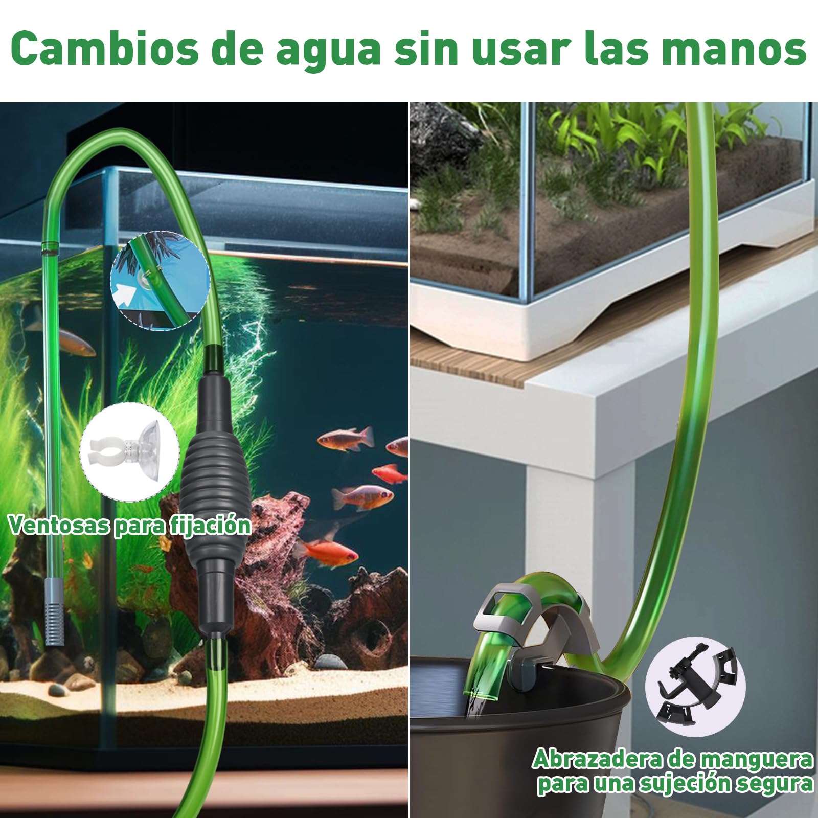 GuKKK Limpiafondos Sifonador Acuario, Sifon Acuario limpiafondos, Cambiadores de Agua de Acuario, Acuarios Limpiador de Peceras, Aspiradores de Fondo para Acuarios, para Limpieza de Arena del Filtro