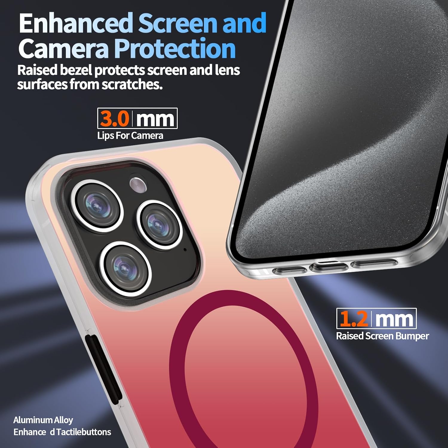 AUROX Magnetic Case for iPhone 15 Case, Compatible with MagSafe, Shockproof Military-Grade Protection Phone Case, Iridescent Translucent Matte Slim Protective Phone Cover, Gradient Gray Black image 3
