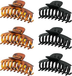 3.5'' Medium Hair Claw Clips for Thin and Medium Thick Hair, Strong Hold Hair Clips for Fine Hair, Non-slip Cute Claw Clips for Women and Girls, Extra Lightweight Matte Jaw clips (Black, Tortoise)