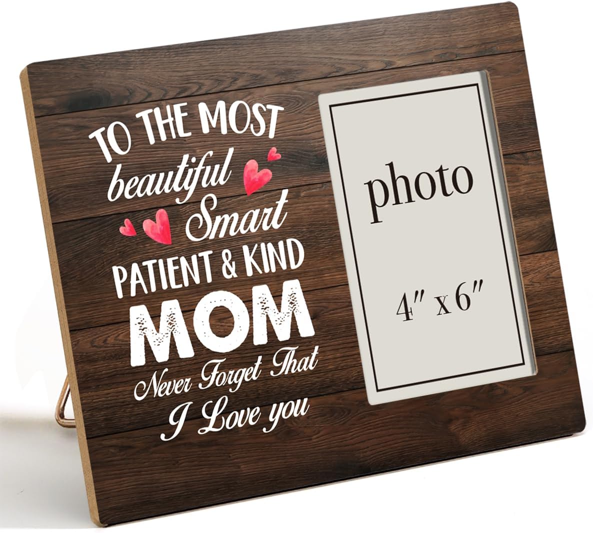 Oqtumes Mom Gifts Picture Frame, Best Mom Gifts From Son Daughter, Mom Birthday Gift Ideas, Rustic Mom Wood Picture Frame 8 x 10 Inches, Wall Mount and Tabletop - 4 x 6 Inch Photo