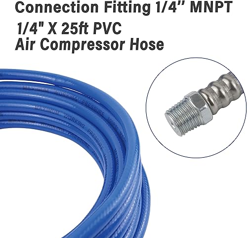 Miniatura 4 de MELPRISU Kit de compresor de accesorios de aire de 25 pies y 14 pulgadas, manguera de aire de polietileno con pistola de soplado de aire 14 NPT