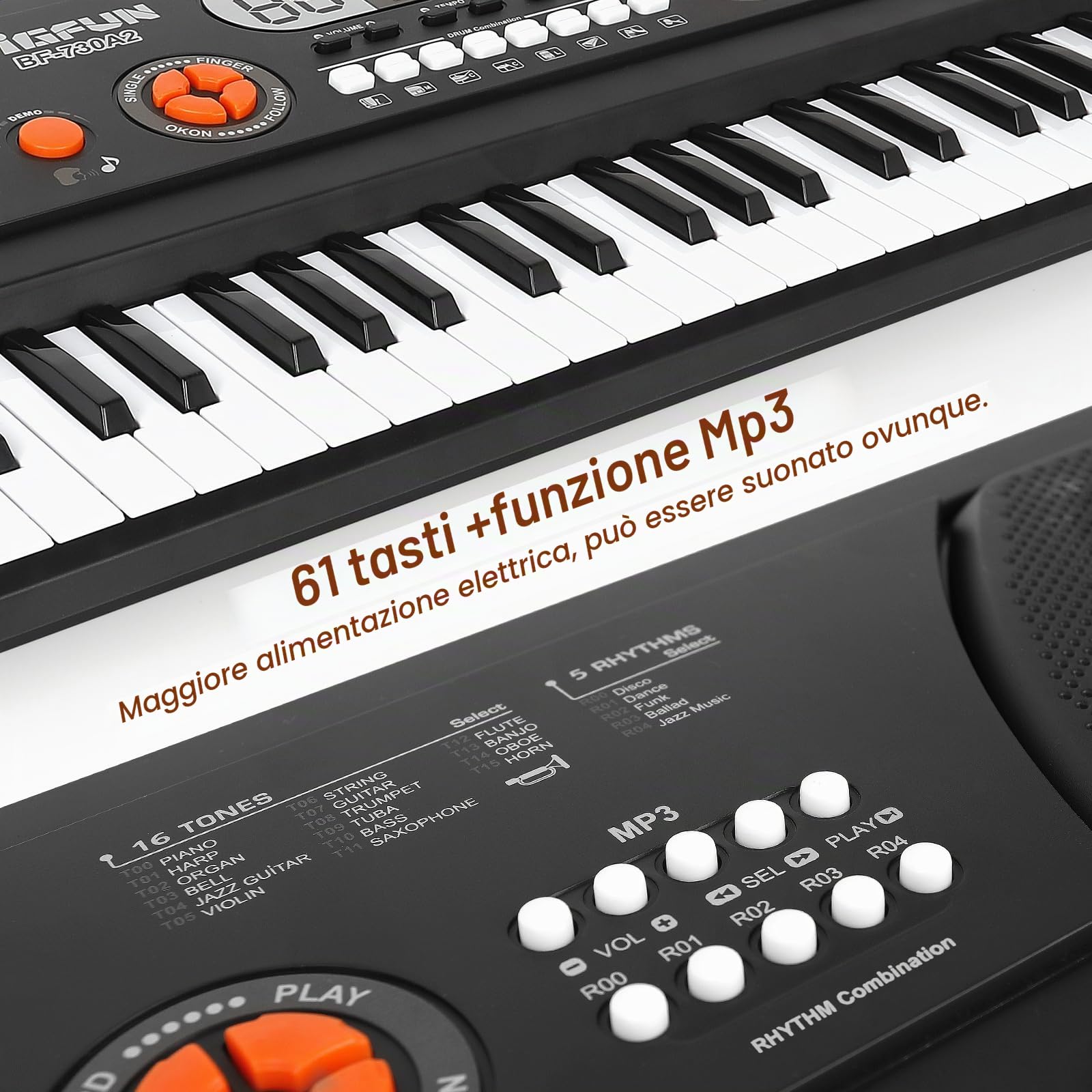 Pianola Scuola Media Bambini, Shayson Tastiera 61 Tasti con microfono | Elettronica Digitale Musicale Tastiera Multifunzione, Educativo, Regalo per Ragazzi Ragazze 3+Anni